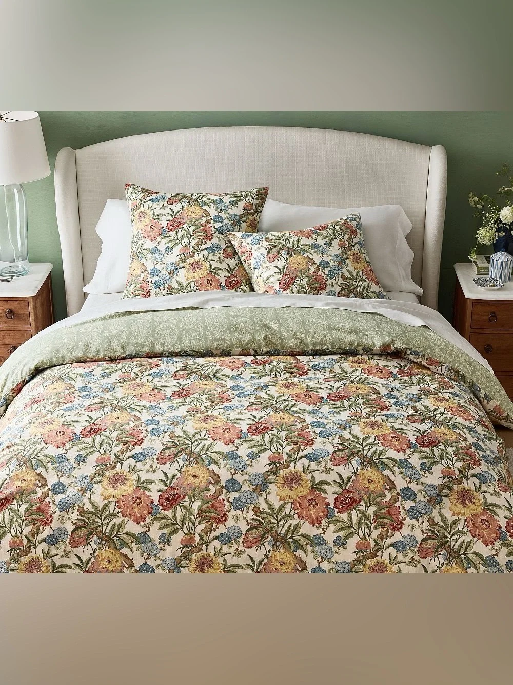 NWOT Pottery Barn Reversible Kravet Garden Floral Ikat Duvet Cover and Insert